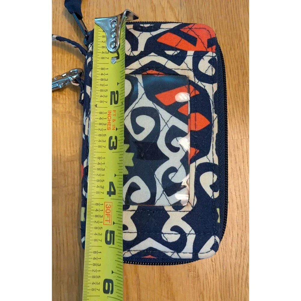 Retired Vera Bradley Sun Valley Wallet ID Case Wristlet Navy & Orange Print